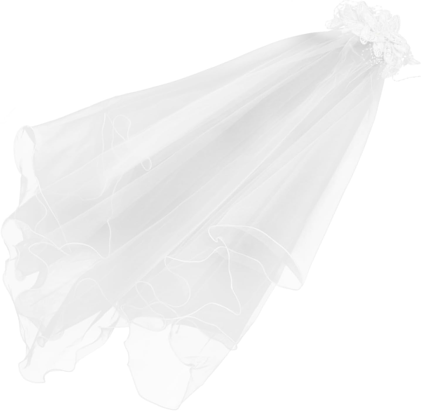 Bridal Veil Lace Wedding Veil with Flower Decoration Elegant White Bridal Accessory for Wedding Dress Feminine Charm for Bride Special Day