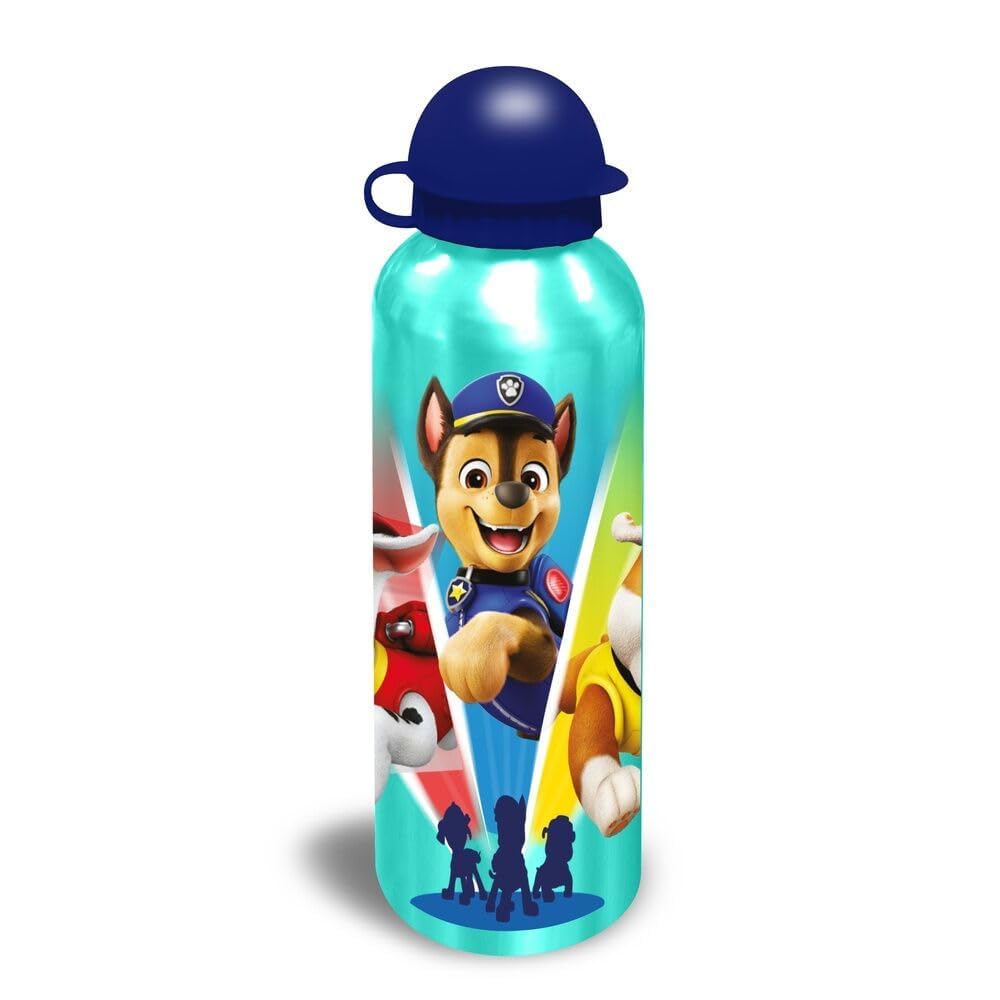 SRV Hub Aqua Paw Patrol Kids Water Bottle 500ml – BPA Free Aluminium School Bottle with Flip Straw Cap | Reusable Leakproof Drinking Bottle for Boys and Girls