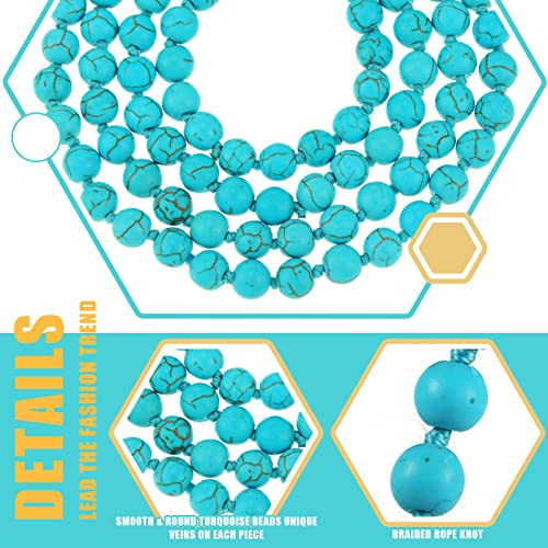 Bonuci Women Necklace Set Long Turquoise Beads Endless Vintage Jewelry Simulated Collar Western Necklace Cute Turquoise Jewelry Earring Accessories (Exquisite) #TOP2