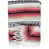 Del Mex Classic Mexican Blanket, Large Authentic Woven Falsa Throw (70"x50"), Artisan Southwest Décor For Beach, Yoga, Outdoors (Teal/Yellow