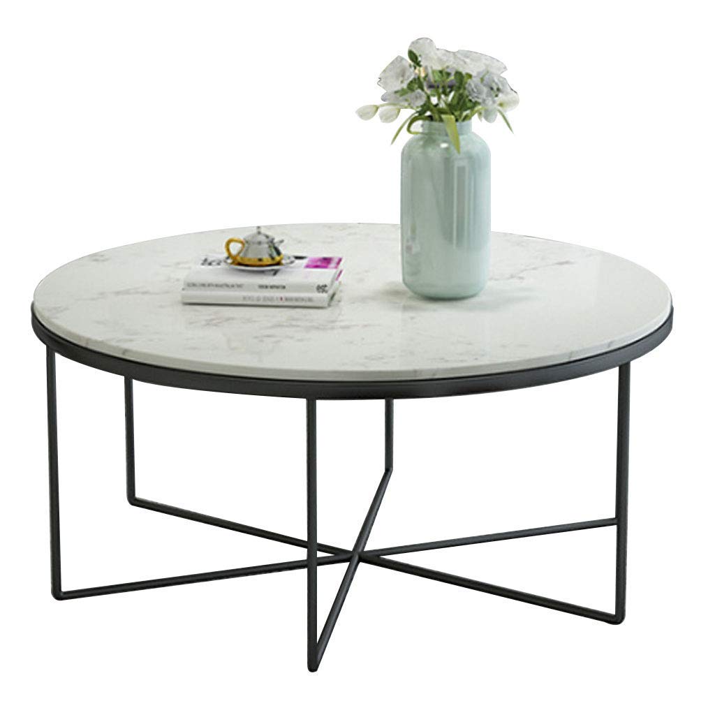 Table basse ronde facile à nettoyer en marbre artificiel anti-taches