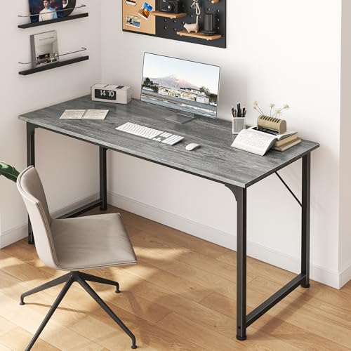 Image of Huuger Computer Desk, 48 Inch Office Desk, Gaming Desk with Storage, Writing Desk Work Desk for Home Office, Study, Modern Simple Desk, Large Legroom, Metal Frame, Grey