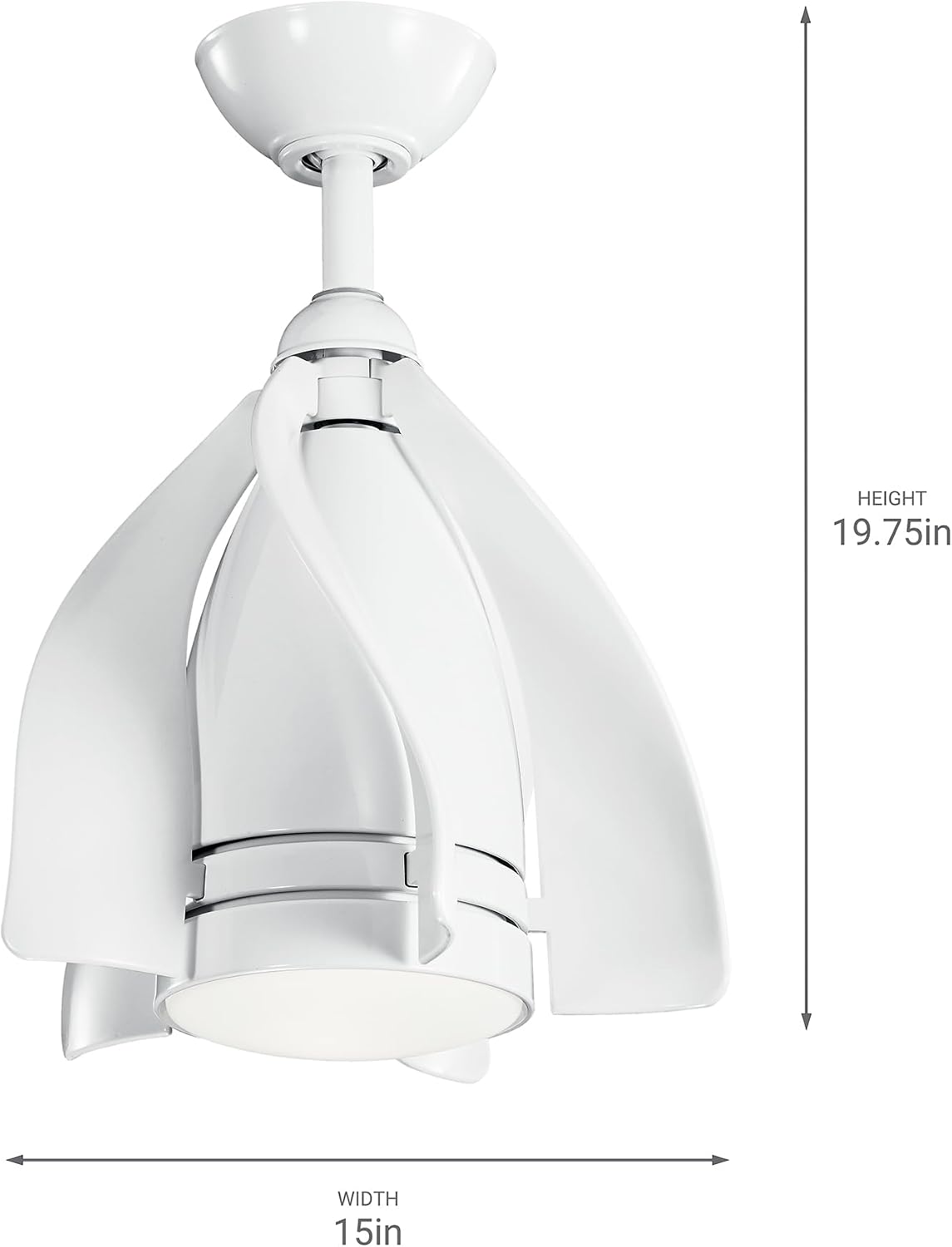 Kichler Terna 15" LED Ceiling Fan in White, 5-Blade Modern Ceiling Fan with Remote Control, 3000K, (15" W x 19.75" H), 300230WH