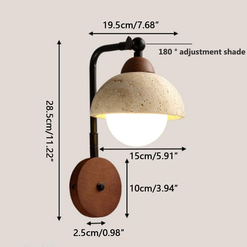 Modern Home Decoration Mid Milk Glass Wall Light Industrial Farmhouse Natural Stone Wall Sconce Frosted White Ball Vintage Bedroom Wall Mounted Lamp for Kids Bedside Bathroom Living Room