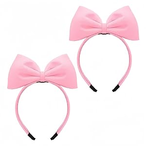 2 x Cute Pink Halloween Bow Headband Bow Headband Alice Band for Women and BBQ Women Christmas Birthday Party Decorations Accessories Easy to Wear Hair Accessories