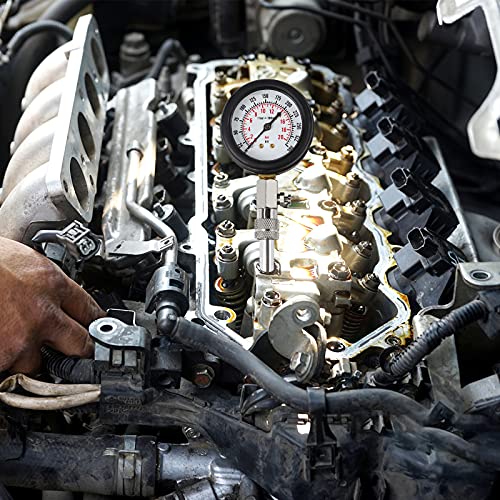 8Pcs Compression Tester Kit 0-300 Psi Petrol Gas Engine Cylinder Pressure Gauge Automotive Tool For Motorcycle Car Truck (Black) #TOP7