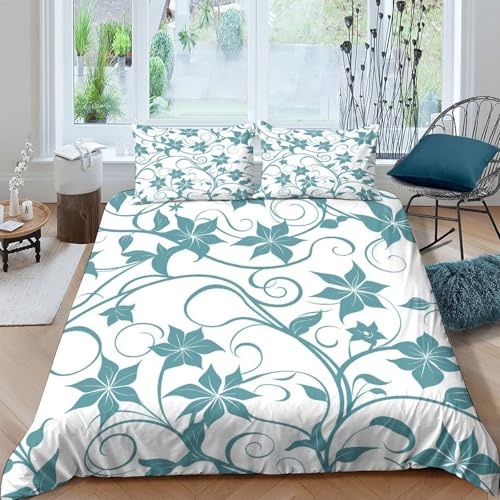 Parure de lit motif floral avec fermeture éclair drap de lit double 200x200 style vintage chic