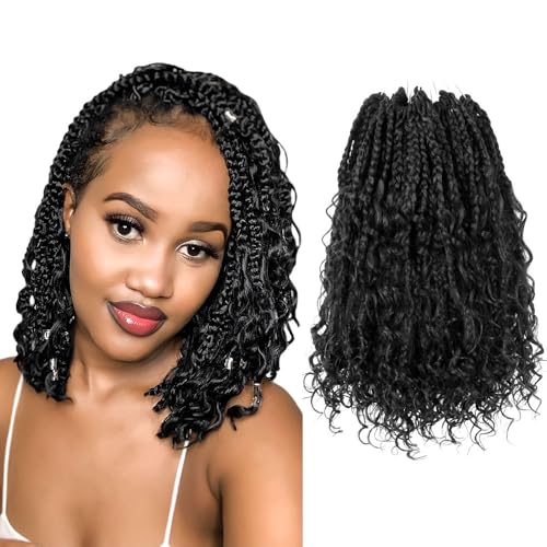 NISEYO Short Boho Goddess Box Braid Crochet Hair for Black Women 10 Inch 1#