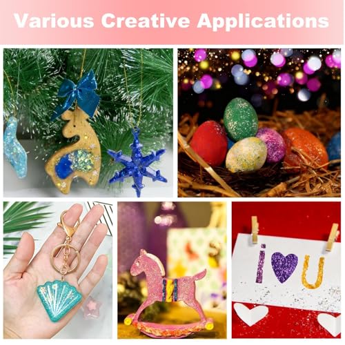 Feiner Glitzer, 30 Farben Glitter, Fläschchen Glitzer Basteln, Schillerndes Gemischte Glitzerpulver mit Holzlöffel und Pinsel für Gesicht Make-Up Nail Kerze Epoxidharz Handwerk