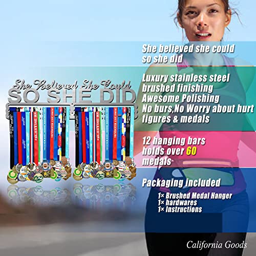 Lapetale Fashion She Believed She Could SO SHE DID Race Medal Holder Wall Hanger,Marathon Runner Medal Display,Running Medal Display, Medal Holder for Wall, Sports Medal Hanger Display Gifts - image 8