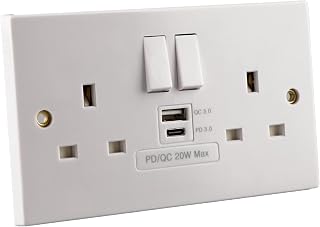 WK Electrical - 20W USB PD3.0 Type A + C Double Switched BS Socket for UK