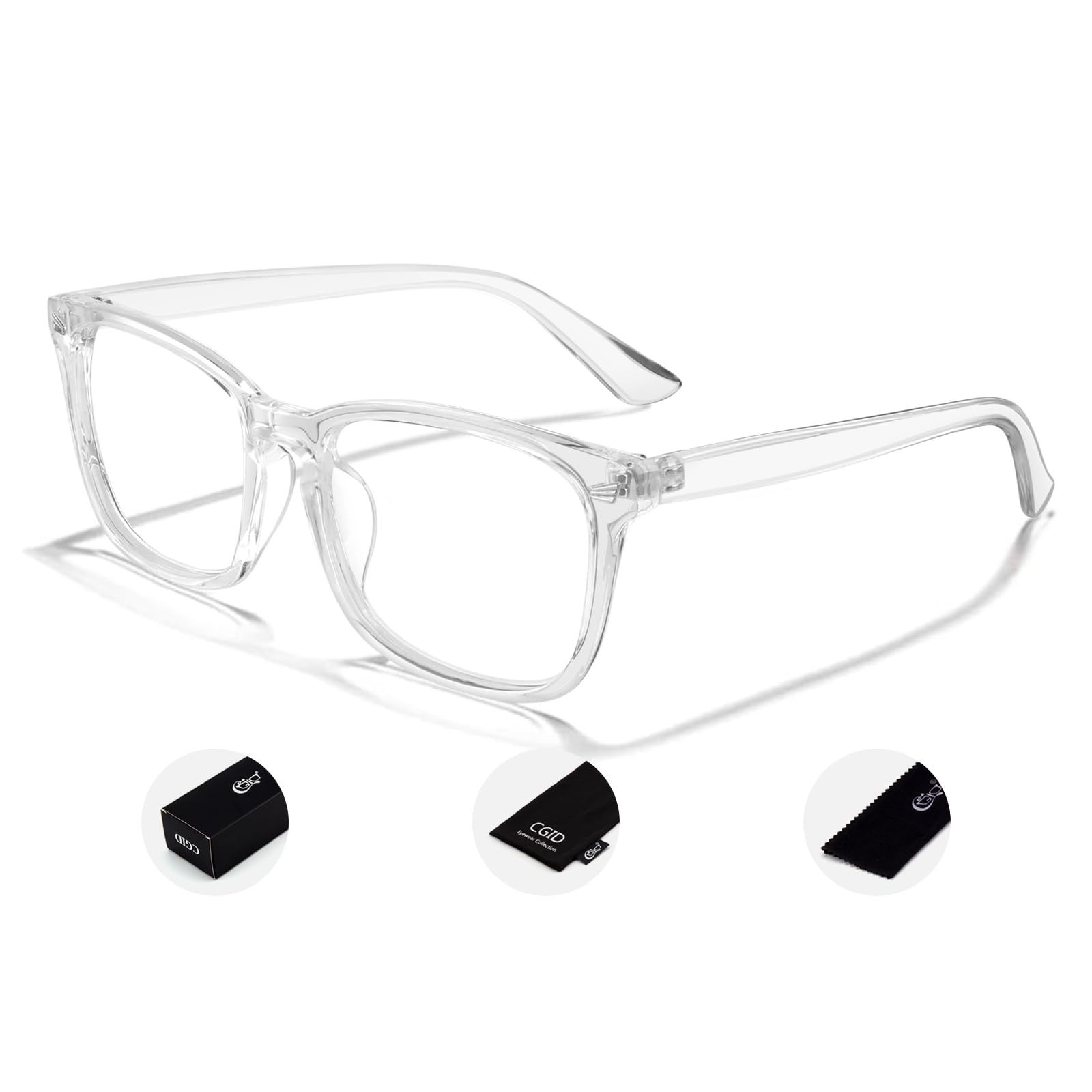 CGID CN81 Sztuczne okulary Kobiety Mężczyźni Duże Duże Duże Przezroczyste Soczewki Róg Rimmed Okulary 100% Ochrona UV400