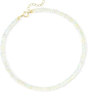 3.5-4mm Opal Bead Anklet in 14kt Yellow Gold. 9 inches
