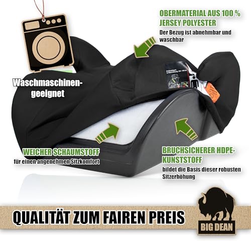 Kindersitzerhöhung nach neuster i-Size Norm R129 Schwarz Sitzerhöhung (125-150cm) Kinder Auto BigDean
