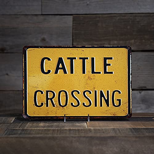 Cattle Crossing Sign Vintage Retro Decor Cow Ranch Signs Decorations Farm Animal Gift 8 X 12 High Gloss Metal 208120067031 #TOP3