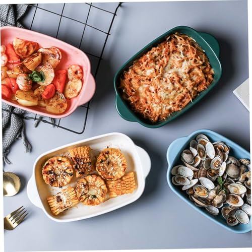 Plat de cuisson céramique verte plat à gratin four micro-ondes avec poignées