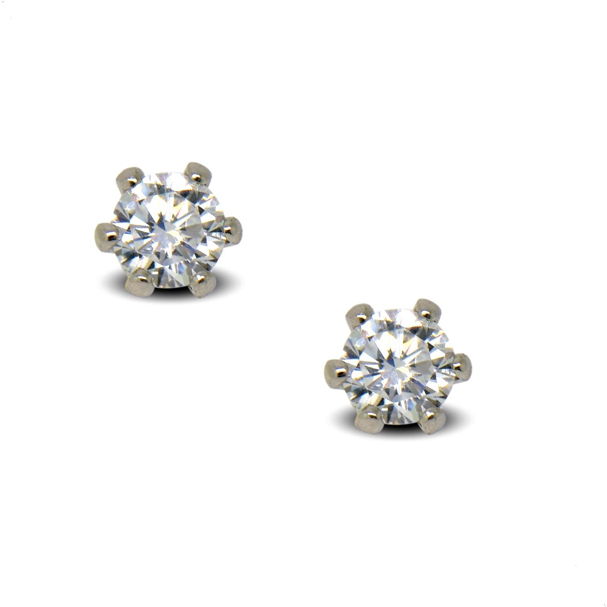 Blue Diamond Club9ct White Gold Filled Womens Small 3mm Stud Earrings with White CZ Crystals 9K GF