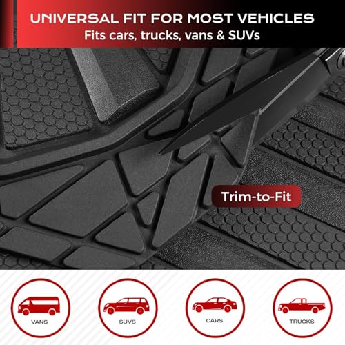 Image of Coverado Car Floor Mats for Cars, Waterproof Car Mats All Weather Truck Floor Mats for SUV, Automotive Heavy Duty Floor Mat Full Set Universal Trim to Fit Car Mats for Cars SUV Truck (4 Pcs,Black)