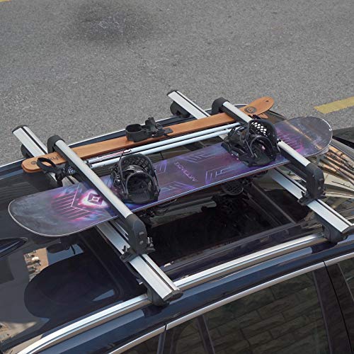 CAR DRESS Universal Car Ski Snowboard Roof Racks, 2 PCS Deluxe Ski Roof Rack Carriers Snowboard Top Holder, Lockable Fit Most Vehicles Equipped Crossbars - Thumbnail 6