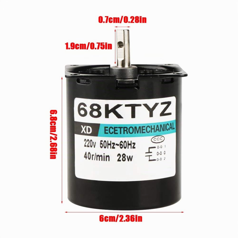 Motore Sincrono 68KTYZ AC 220V 28W Magnete Permanente a Bassa Velocità CW/CCW 5/10/15/40/50/60/80 RPM Coppia Elevata Artiglio-pole per Giradischi Giradischi(40 giri)