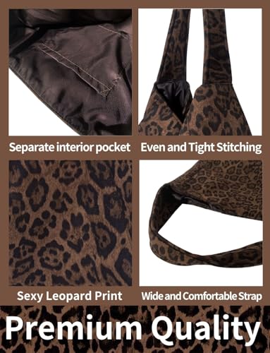 Bolso Tote con Estampado de Leopardo Marrón miniatura 6