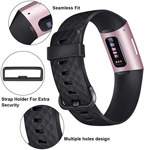 Tobfit Band Compatible with Fitbit Charge 4 Bands & Fitbit Charge 3 Bands, Classic Sport Wristbands Accessory Small Large Adjustable Replacement Strap for Fitbit Charge 4 & Fitbit Charge 3 & Fibit Charge 3 SE Fitness Tracker (3 PCS-05 Black+Navy blue+Grey, Large) — view 3