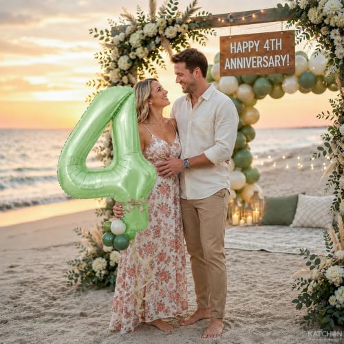 Image of KatchOn Sage Green 4 Balloon Number - 40 Inch | Number 4 Balloons