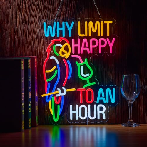 Image of Bar Sign Why Limit Happy To An Hour Beer Tiki Bar Neon Signs