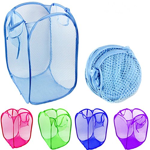 Rainbow Love 6pcs Foldable Pop Up Mesh Washing Laundry Basket Bag Bin Hamper Toy Tidy Storage