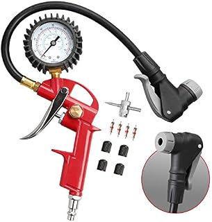 Hromee Mechanical Tire Inflator with Pressure Gauge for Car Bike Schrader Valve 18-Inch