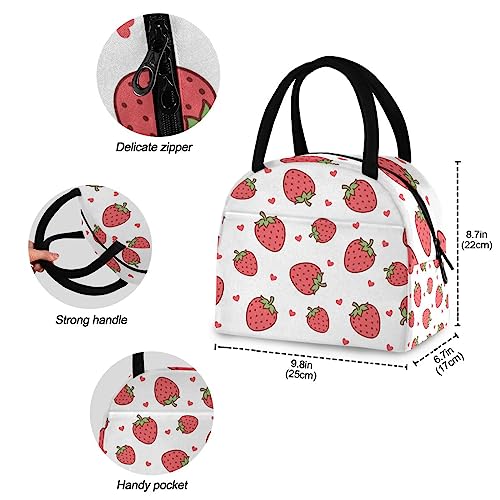 Senya Lunch Bag Insulated Lunchbox Handbag Tote Bags Cute Cartoon Strawberry And Heart Reusable Cooler Containers Organizer School Outdoor For Women Men Girls Boys Kids #TOP3
