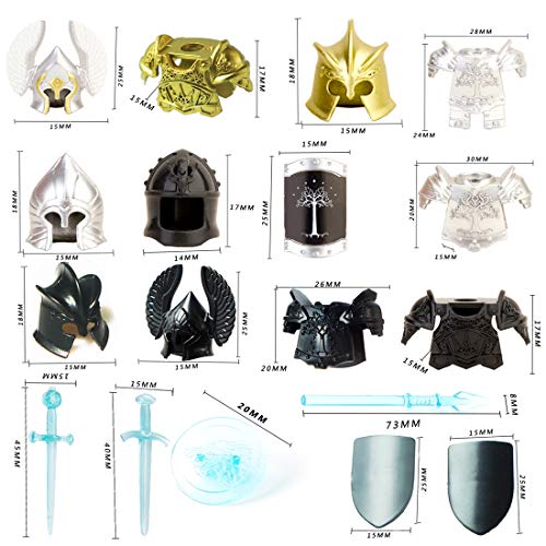 Goshfun 56Pcs Ancient Greek Ancient Roman Medieval Figure Weapon Armor Set, Small Particle Building Block Toy Kit - Thumbnail 3