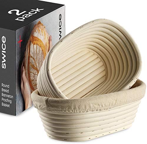 Bread Banneton Proofing Basket [Set of 2]Oval 10x6” Inch Bread Proofing Baskets for Sourdough with Liner, Sourdough Rising Basket Bread Bowls for Rising Proving Baskets for Bread, Rattan Bread Baskets