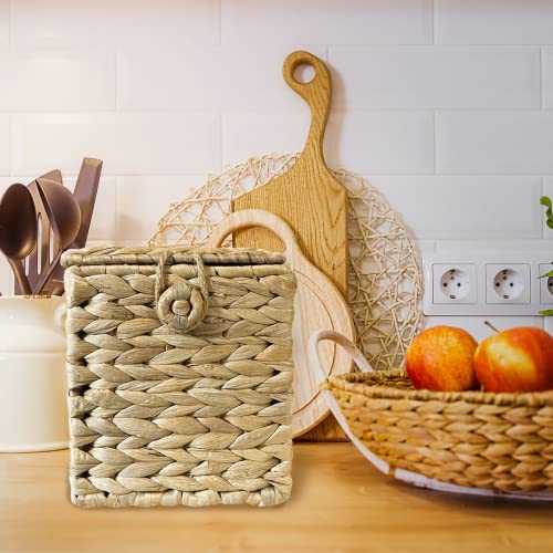 Decocoon Water Hyacinth Toilet Paper Holder, Wicker Tissue Box Cover, Tissue Cube Box, Rattan Tissue Holder For Farmhouse Bathroom Decor, Tissue Box For Boho Room Decor, Wicker Basket For House Decor #TOP7