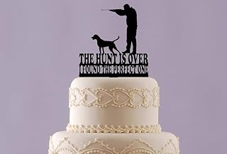 Personalized Hunter Cake Topper, Hunter with Dog, Hunter Theme Party, Bachelor Party, Jack & Jill Shower, Deer Hunting, Deer, Personalized Topper, LT1324 With Keepsake Base