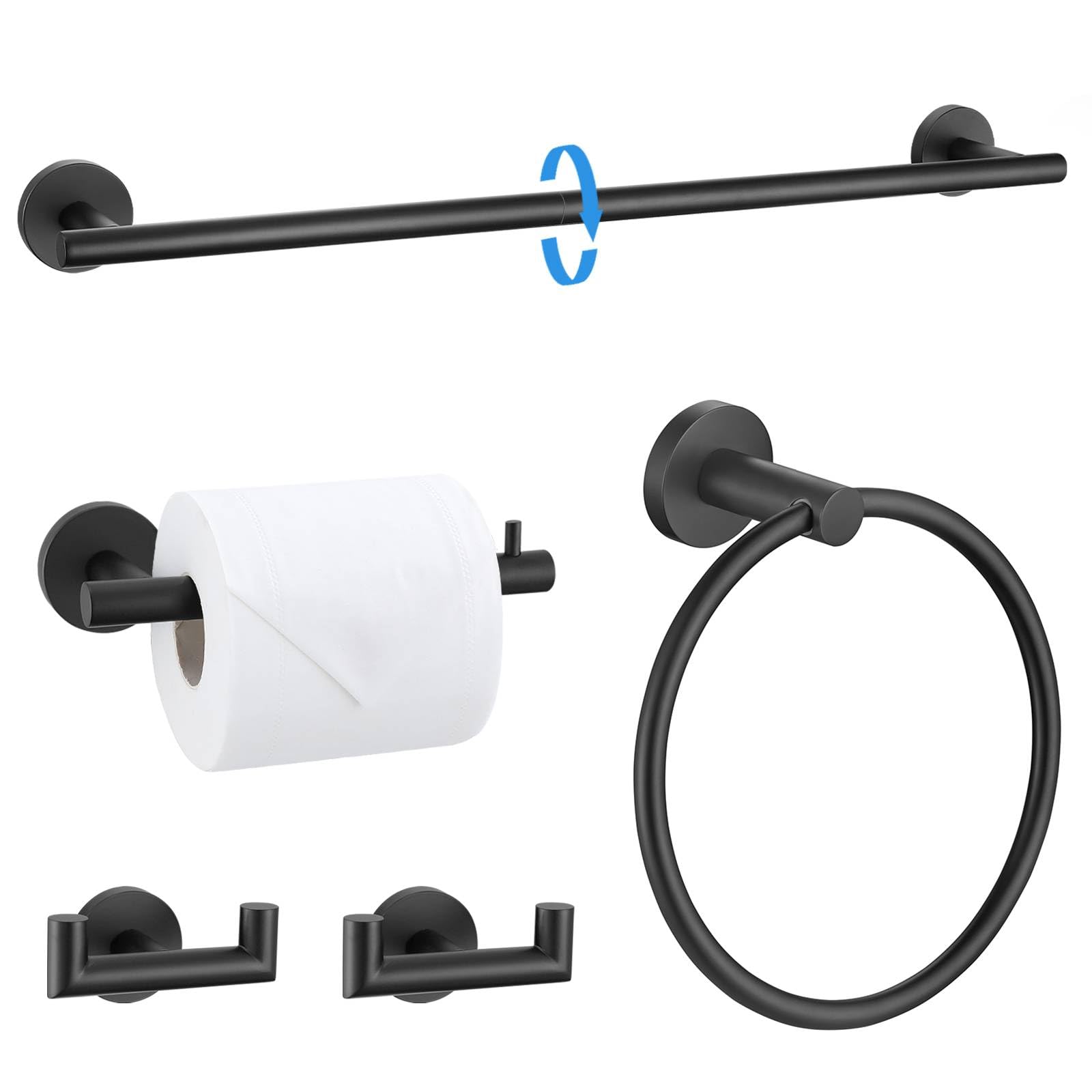 Lot de 5 barres porte-serviettes Noir mat 60 cm