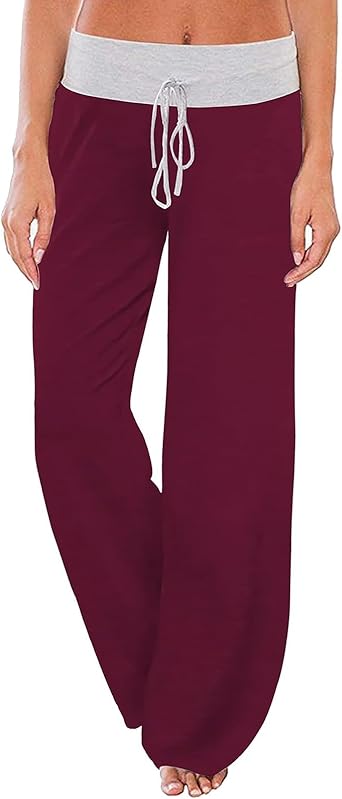 Pantalon Pyjama Femme Jambe Large - Léger, Respirant, Avec Cordon De Serrage, Pour Maison Ou Yoga
