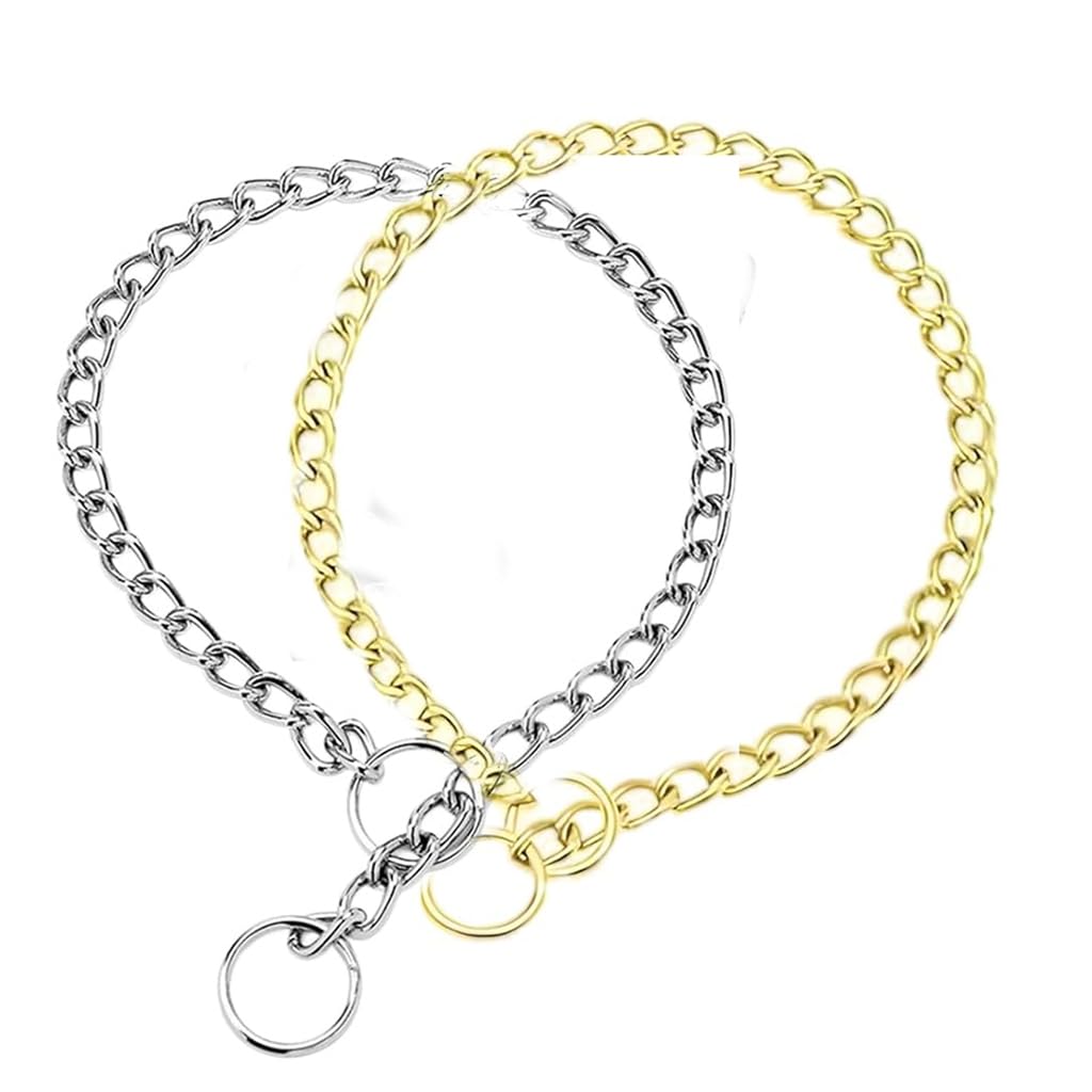 Collier en métal pour chiens de grande taille, collier martingale robuste pour chiens de petite, moyenne et grande race, garçons et filles, argenté + doré, XL