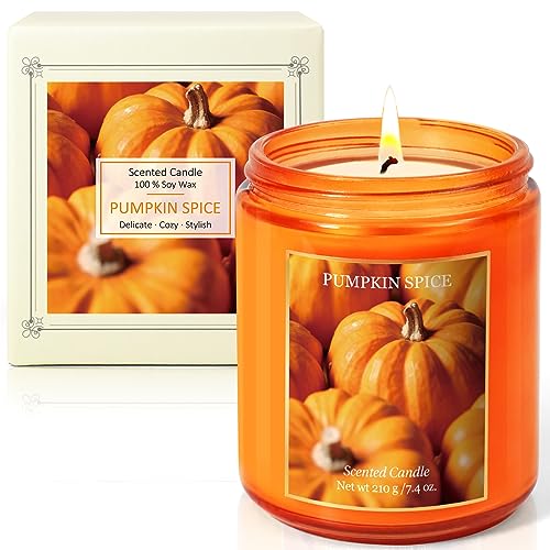 Pumpkin Scented Candle, Autumn Soy Wax, Fall Candle for Halloween, Candles Gift Set, Aromatherapy Gifts for Women Men, Pumpkin Pie