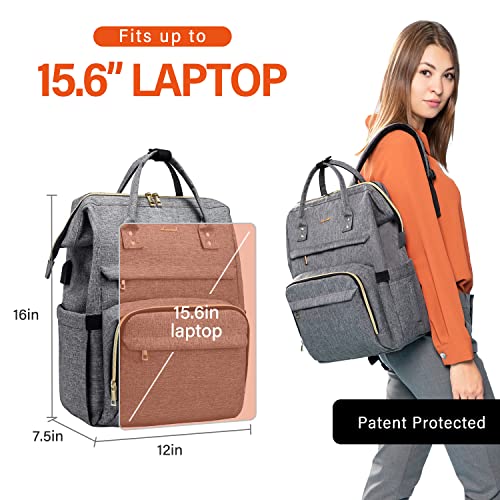 Lovevook Laptop Backpack For Women Fashion Travel Backpack Business Computer Purse Work Bag With Usb Port, Grey #TOP3