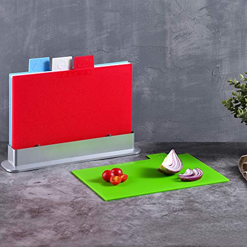 Bergner, Cutting Board Set of 5, Plastic Colour Coding Chopping Boards for Vegetables Meat, Poultry, and Fish - Image 2