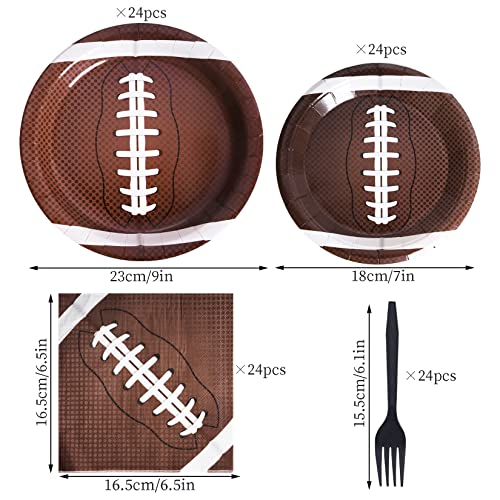 Tongcloud 96Pcs Football Plates Disposable Football Paper Plates And Napkins Plastic Fork For Party Sports Fans Baby Show Serves 24 #TOP1