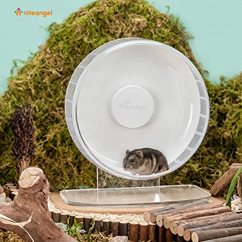 Niteangel Super-Silent Hamster Exercise Wheels - Quiet Spinner Hamster Running Wheels with Adjustable Stand for Hedgehog Gerbils Mice or Other Small Animals (S, White) by Niteangel - Image 3