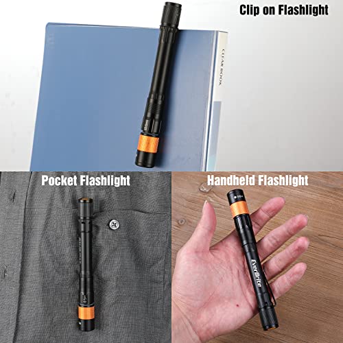 Everbrite Rechargeable Pen Light, 300 Lumens Edc Flashlight, Zoomable, Led Pocket Flashlight With Clip For Camping, Emergency. Black #TOP4