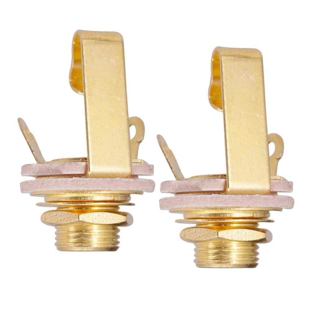 SECRET DESIRE 6.35mm 1/4" Mono Jack Plugs Sockets For Electric Guitar Bass Pickup - Golden-image-19