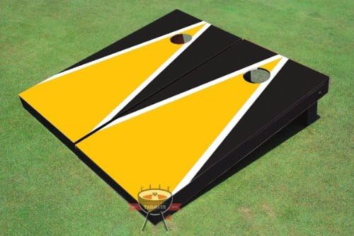 Yellow and Black Matching Triangle Corn Hole Boards