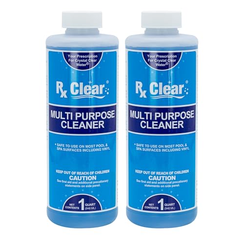 Rx Clear Multi-Purpose Cleaner | Prevent and Remove Dirt, Dark Marks and Calcium Scale | Safe for Use On Most Pool and Spa Surfaces Including Vinyl | 1 Quart Bottles | 2 Pack