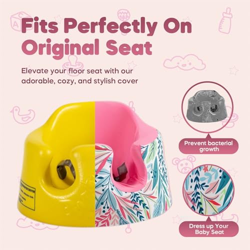 Image of Seat Cover Compatible Baby Seat, Breathable Floor Seat Cover for Girl Boy, Breathable Comfortable Seat Cover, Children Chair Protector, Easy to Install & Remove (Pink Rainbow Plus Velvet)