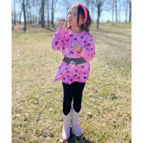 Image of Girls Valentine's Day Outfit Heart Love Print Sweatshirt Kids Girls Clothes Set