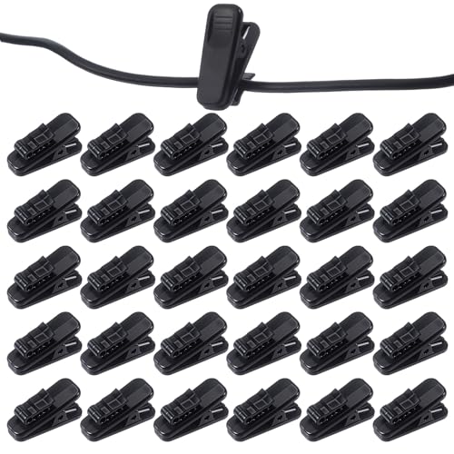 Matwsec 30 Pcs Headphone Clips, Black Headset Wire Clips, Earbud Clip, Small Flat Cable Clips, Lapel...